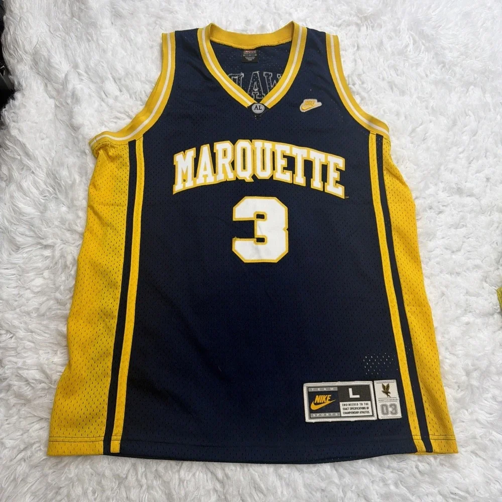 VTG Dwyane Wade College Jersey Mens Large Blue Nike Team Marquette Blue Y2K Rare